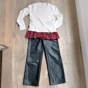 Crewcuts Sweater Top and Zara Faux Leather Pants - size 10
